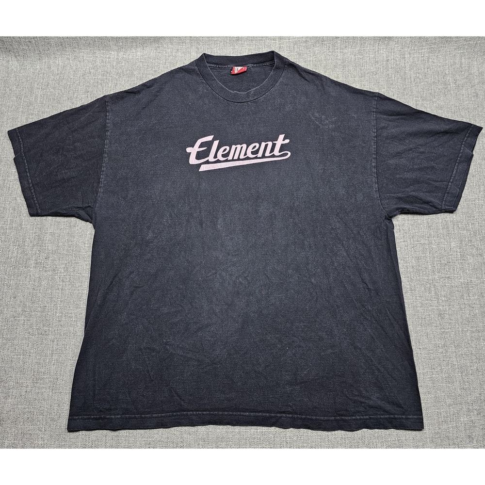 Element Shirt Mens 2XL Black Script Logo Graphic Tee Skateboard Streetwear Y2K
